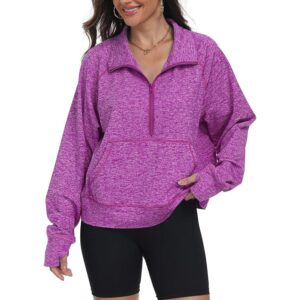 Women's Half Zip Fleece Pullover Sweatshirt Athletic